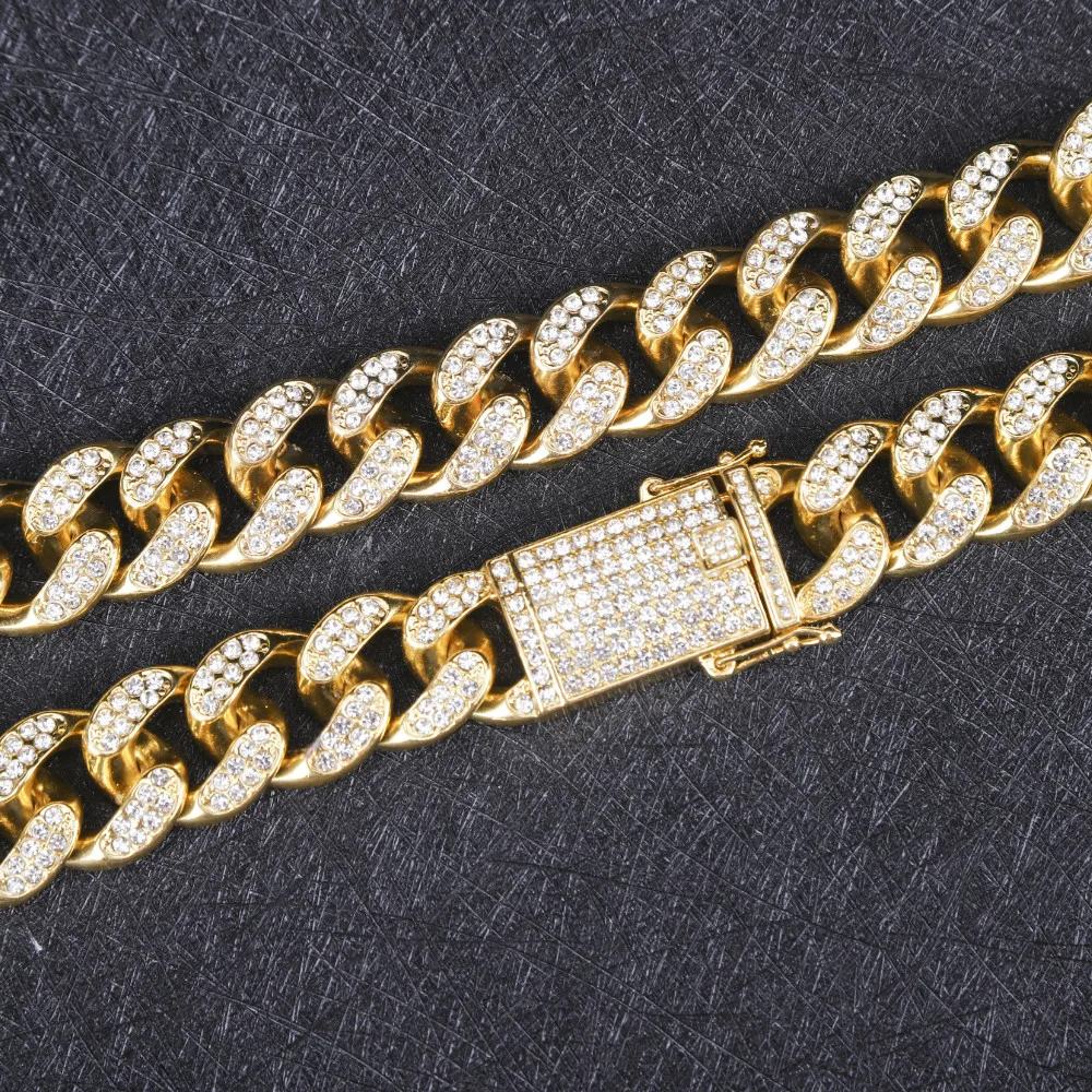 Ожерелье в стиле хип хоп для мужчин кубинская подвеска Майами из кристаллов