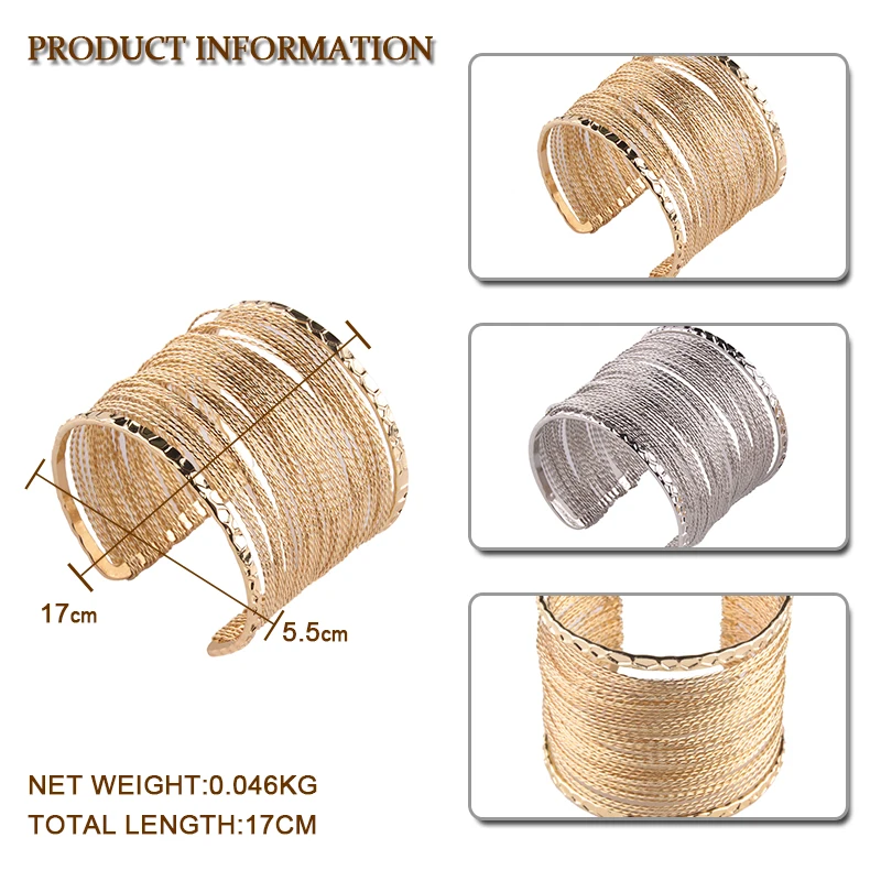Бренд Dvacaman широкослойный металлический браслет-цепочка для женщин богемный