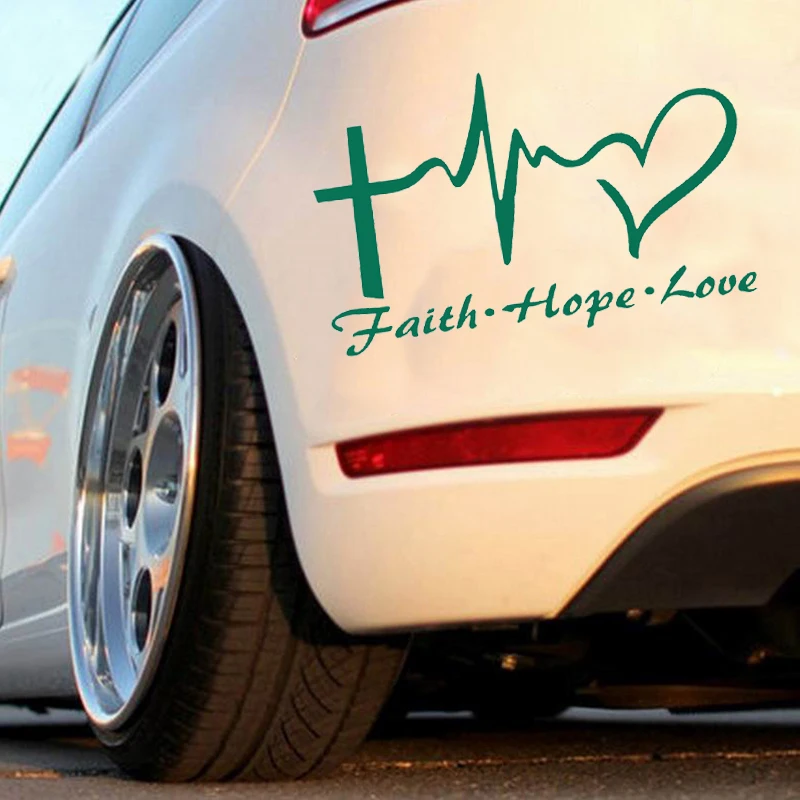 

Car Sticker Faith Hope Love Vinyl Cartoon Jesus Christian Religious Bible Verse Decal Auto Window Body Decoration Accessories