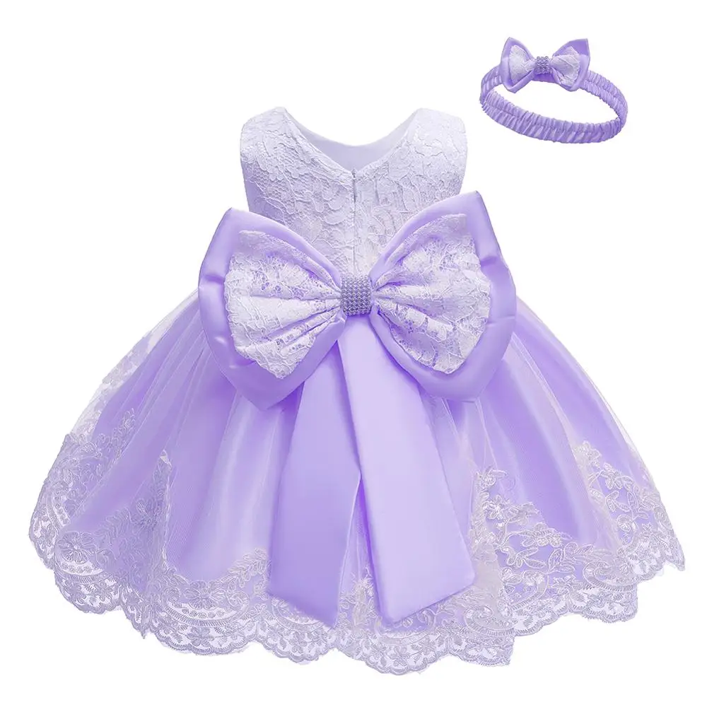 Purple Зимнее платье для малышей, кружевное платье на крестины, Одежда для новорожденных девочек 1 года, праздничный костюм принцессы для новорожденных, vestidos - Цвет: Purple