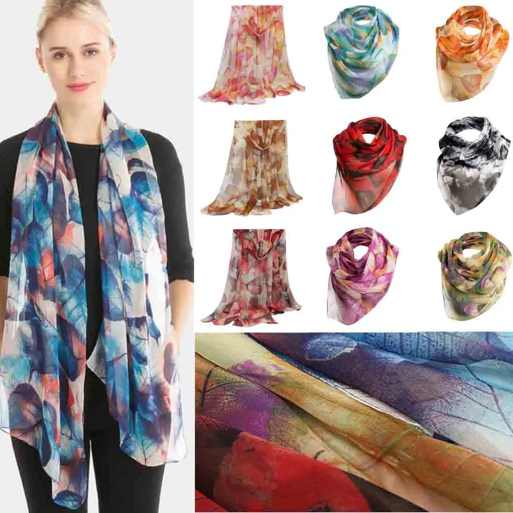 2019 роскошный бренд женский новый шарф листья узор квадратный платок длинный и