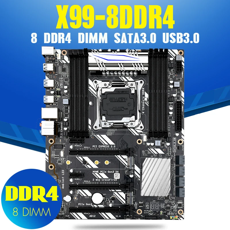 Разъем материнской платы atermiter X99 D8 USB3.0 NVME M.2 SSD Wi Fi поддержка памяти DDR4 и