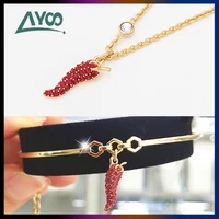 fashion jewelry high quality swa red pepper bracelet earrings necklace set small pepper bracelet romantic gift for women