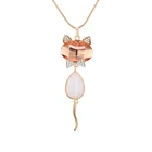Длинная цепочка с подвеской ожерелье для женщин милая кошка цвет Шампань женское элегантное ожерелье ювелирные изделия подарки Вечерние