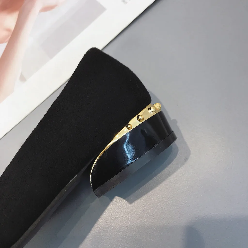 

Fashion Women Wild Single Shoes Leisure Low-Heeled Casual Shoes Pointed Head Suede Shallow Mouth Loafers Zapatos De Mujer