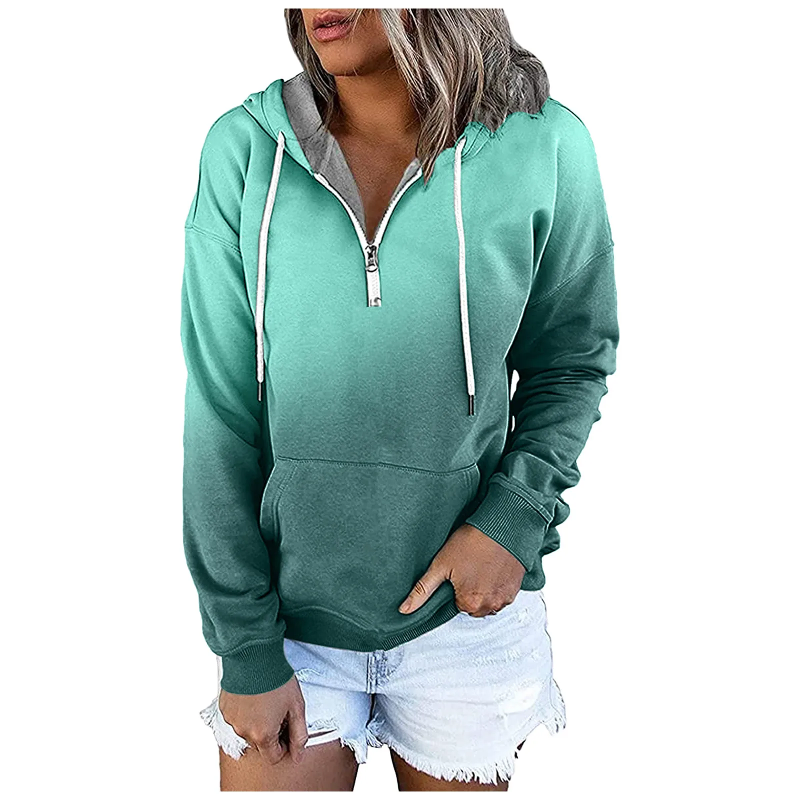 

Gradient Print Oversized Hoodies Women Harajuku Long Sleeve Hooded Sweatshirts Pockets Pullovers Sudadera Clothes Streetwear