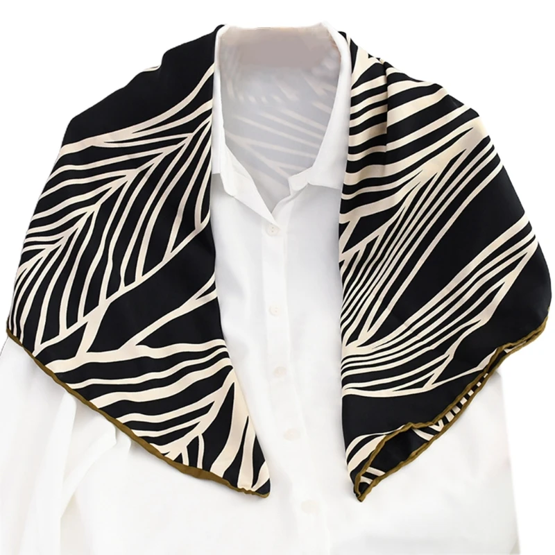 

90cm Silky Square Scarf Striped Printed Shawl Wrap Neckerchief Bandana Hijab 649D