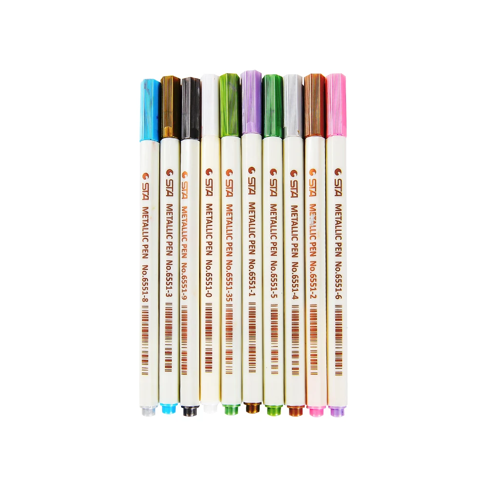 

STA 10 Colors Metallic Marker Pen DIY Scrapbooking Crafts Soft Brush Pen Art Marker