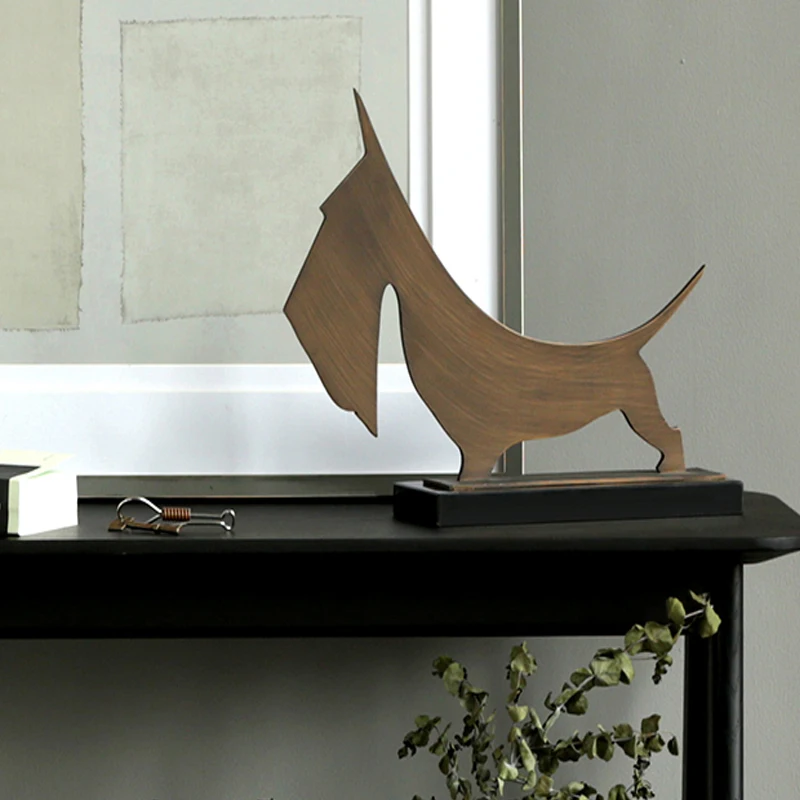 Современная Абстрактная золотая металлическая статуя собаки аксессуары для