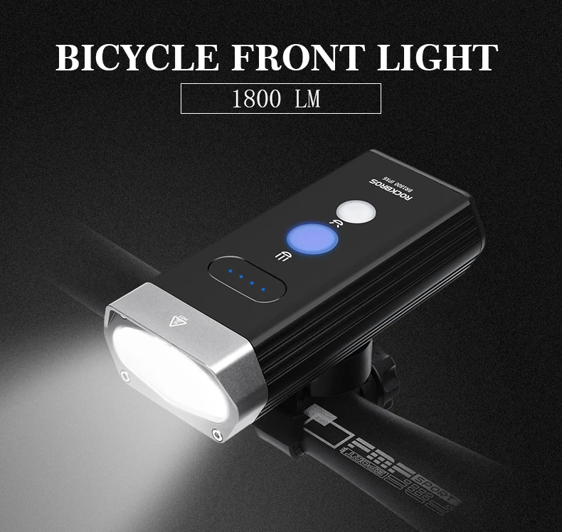 ROCKBROS 1800LM велосипедный фонарь прожектор и фокусировка луч MTB дорожный велосипед Руль передний свет Водонепроницаемая светодиодная лампа для фары power Bank