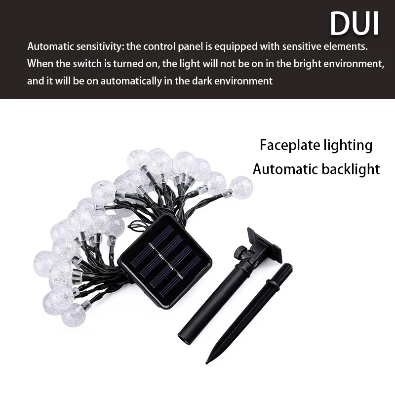 DUI 30led наружный водонепроницаемый Солнечный струнный шар цветная лампа