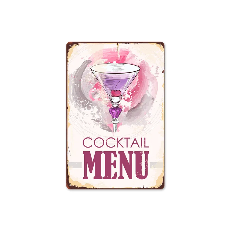 Новый ледяной коктейльный меню металлический знак винтажный жестяной Кухня Бар