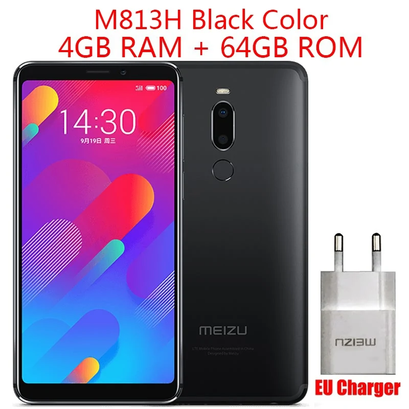 EU Black 4G 64G Meizu M8, 4 ГБ, 64 ГБ, глобальная версия, V8, смартфон Helio P22, четыре ядра, экран 5,7 дюйма, двойная задняя камера, 3100 мАч, отпечаток пальца - Цвет: EU Black 4G 64G