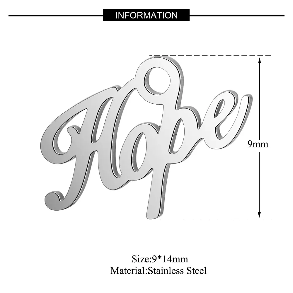 Wholesale 10 Pieces Stainless Steel Dream, Faith, Happy, Love, Hope Tag Charms for DIY Jewelry – High Polished and Never Tarnish image 5