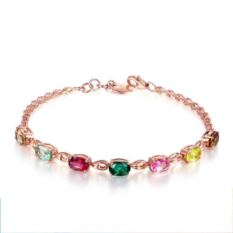 

Exquisite Rose Gold Plated Women's Bracelet Multicolor AAA Zircon Crystal Bracelet Charming Bridal Wedding Jewelry Lover's Gifts