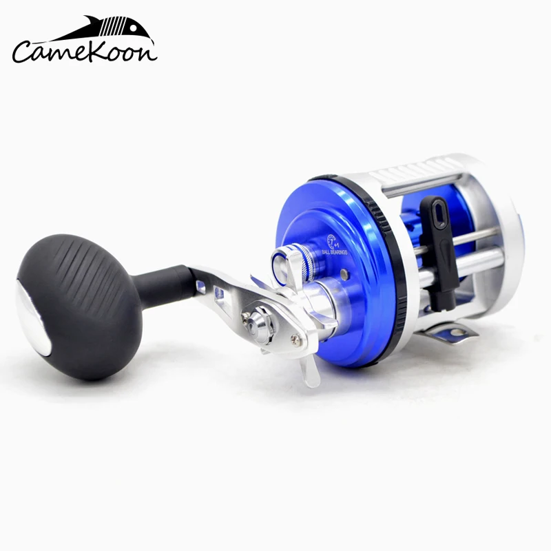 CAMEKOON Round Baitcast Reel Left/Right handle Casting Fishing 4.7:1 Saltwater Baitcasting Coil 8KG Carbon Drag Cast Drum Wheel
