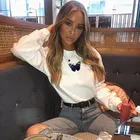 Осенняя Толстовка Momoluna, женские пуловеры с принтом бабочек, белые, черные, серые, красные, с длинным рукавом, Женские повседневные топы, толстовки