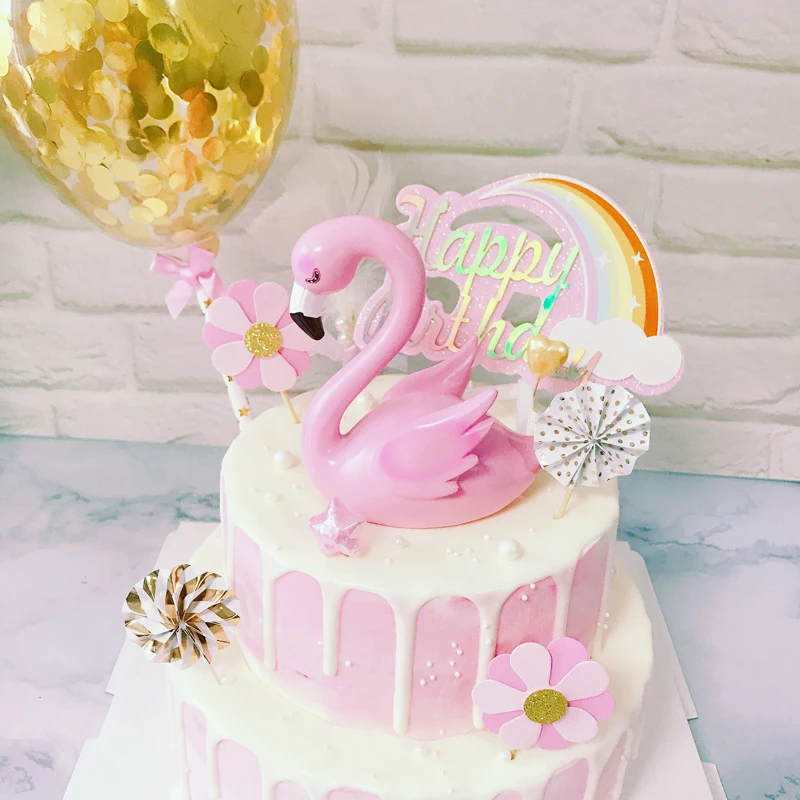 

10Pcs/set Cute Rainbow Happy Birthday Cake Topper Colorful Rainbow Cupcake Topper for Birthday Party Dessert Cake Decorations