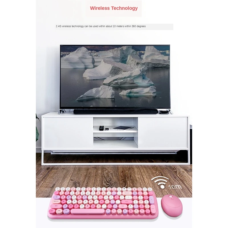 

Wireless Keyboard and Mouse Round Hat Keyboard 100 Keys Plug and Play for Windows XP / Win7 / Win8 / Win10