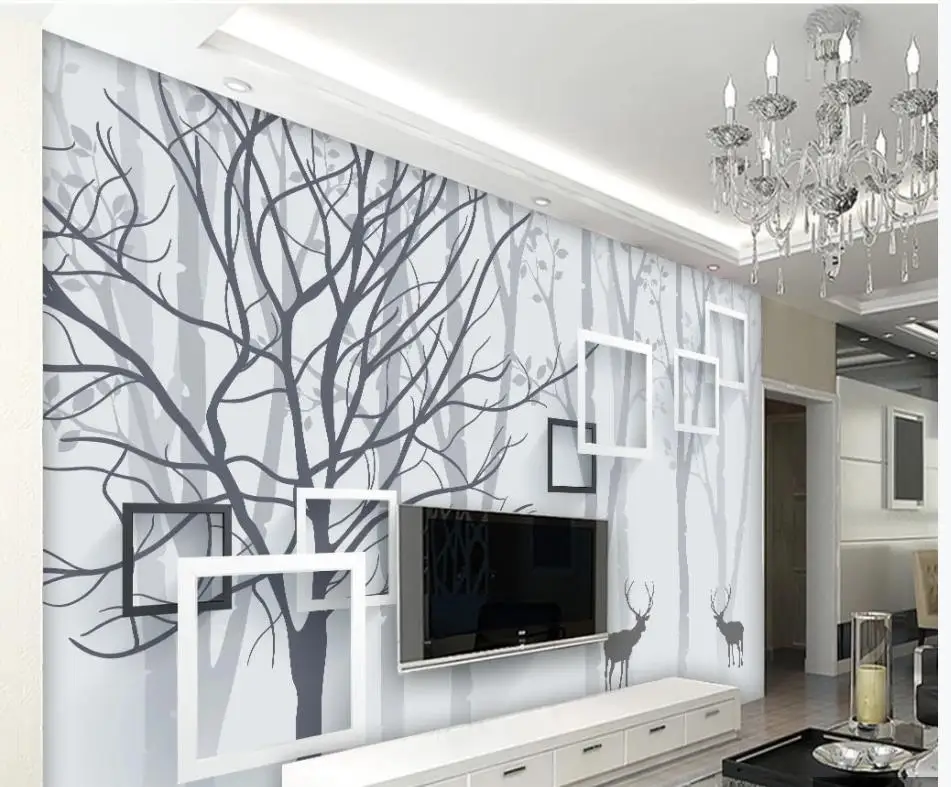 Custom photo wallpapers 3d murals wallpaper for walls 3 d Modern minimalist woods deer tv background wall papers home decor |