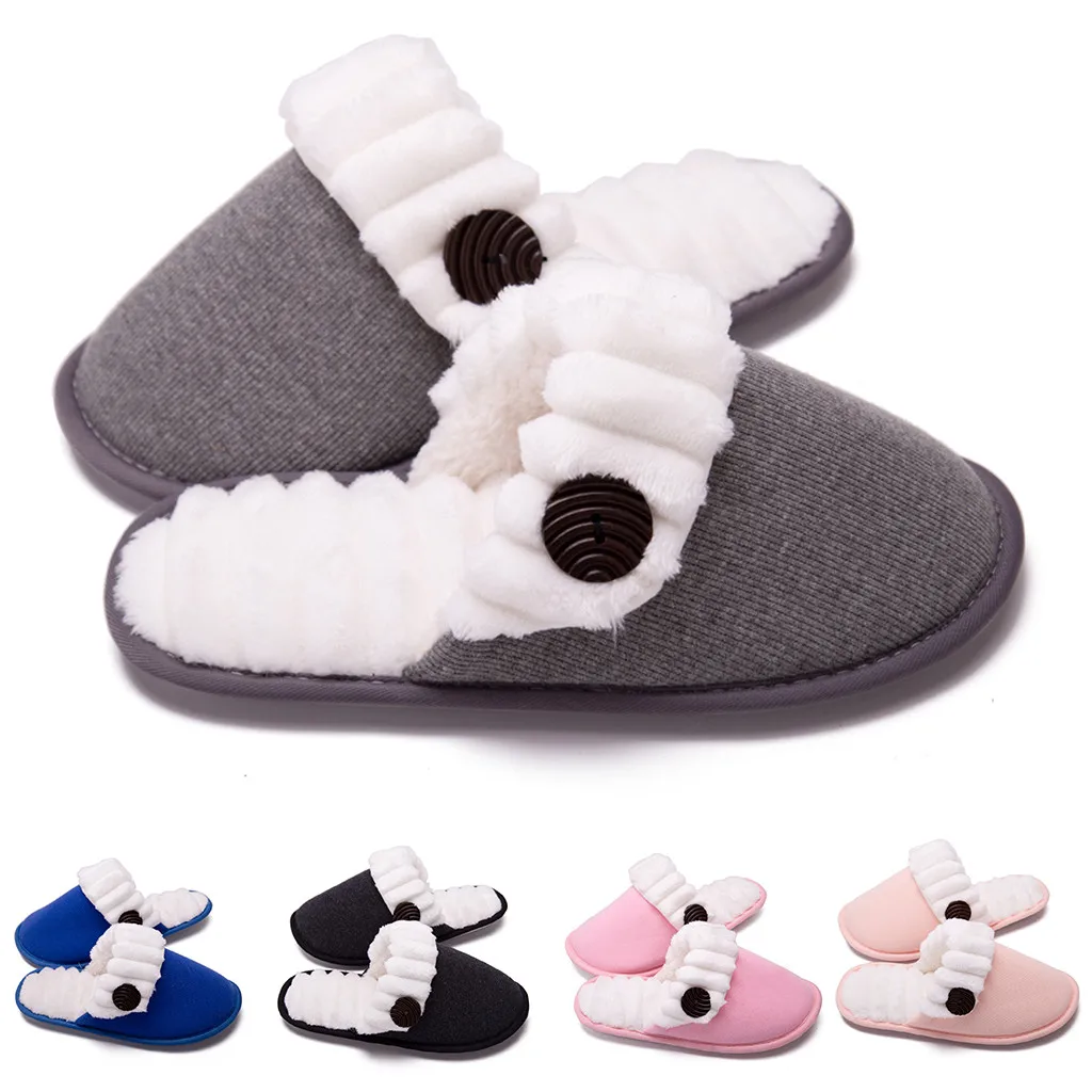 Женская обувь для девочек Милые зимние домашние тапочки без застежки спальни