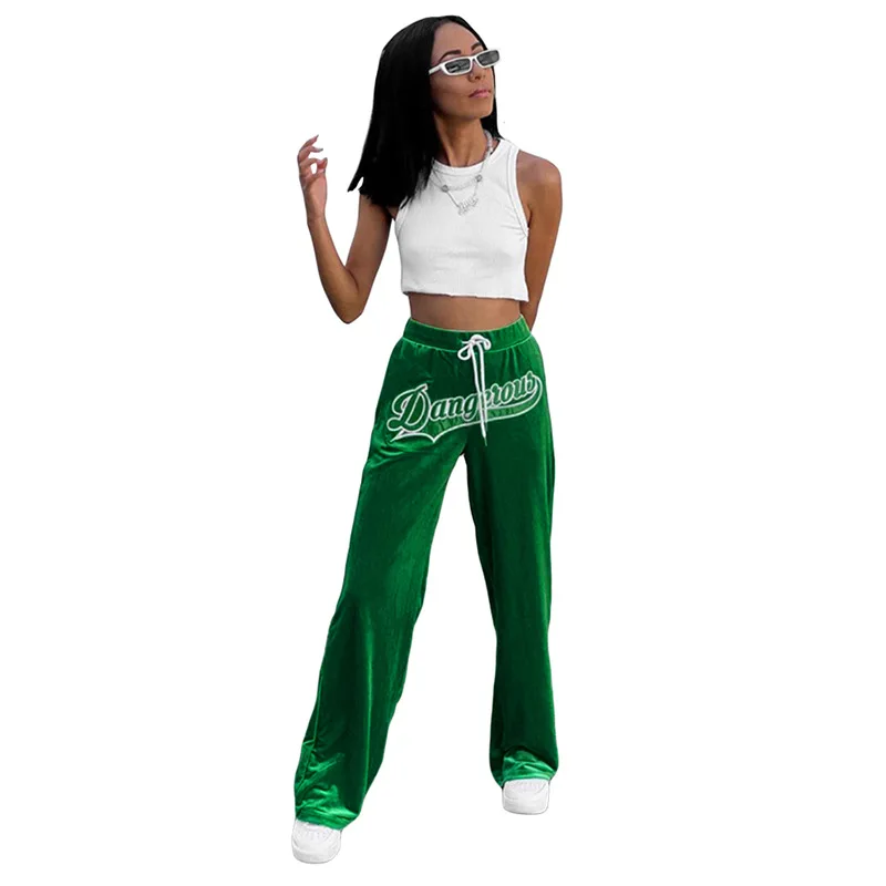 Autumn fashion women's new high-waist straight-leg slim printed casual pants