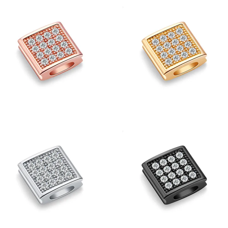 

5pcs/lot White Cubic Zirconia CZ Square Accessories DIY Jewelry Bracelet Brass Metal Connector Beads For Jewelry Making