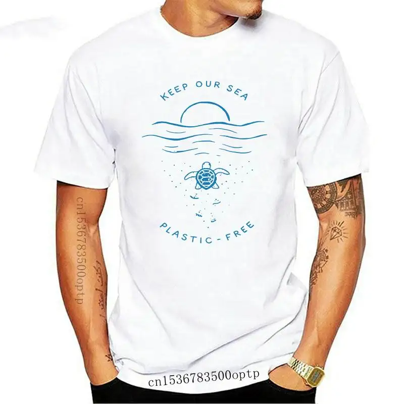 

New Keep Our Sea Plastic Free T-shirt Women Aesthetic Graphic Tee Protect Enviroment Cotton Short Sleeve T shirt Tops Drop Shipp