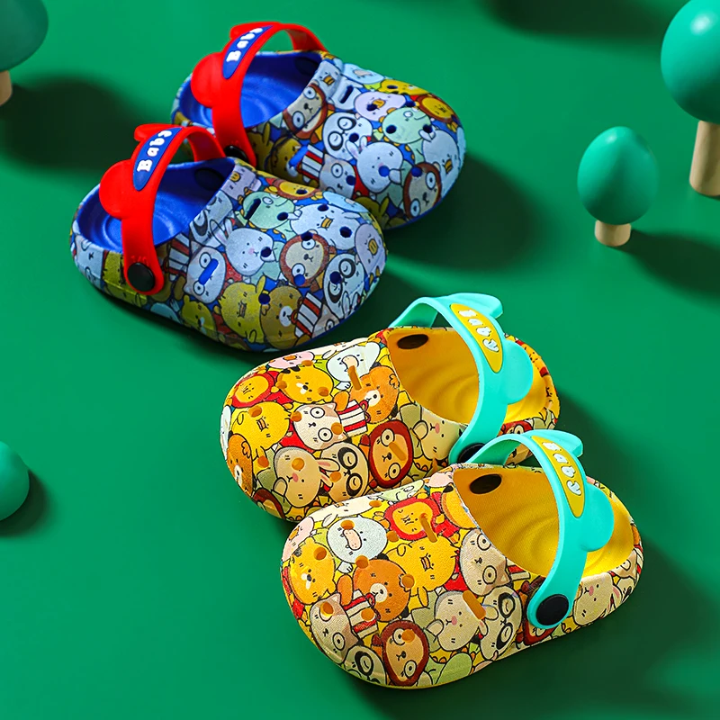 

1-5Y Kids Beach Sandals Summer Toddler Slippers Cartoon Non -slip Girls Boys Hole Shoes Closed Toe Flat Heel Comfortable