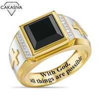 mens s925 vintage cross black zircon ring party gift jewelry ring wholesale size 8 13