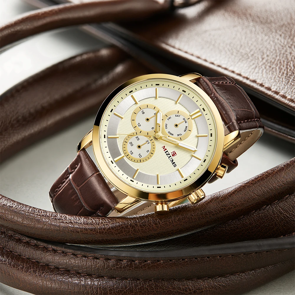 Мужские водонепроницаемые кварцевые часы с хронографом в спортивном стиле -