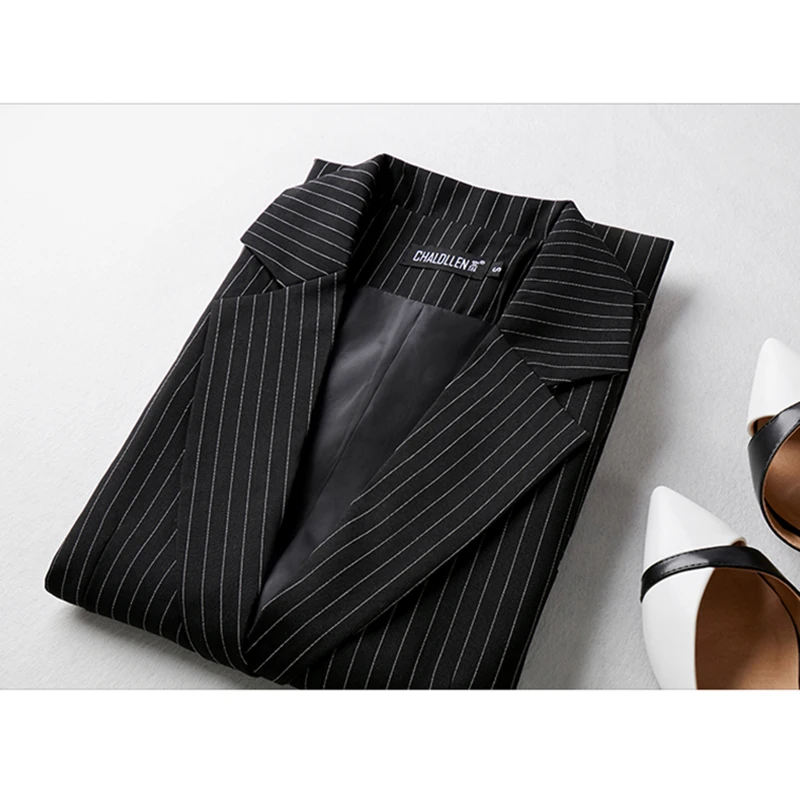 

Women Striped Vest Black Medium Long Spring Summer Office Lady Waistcoat