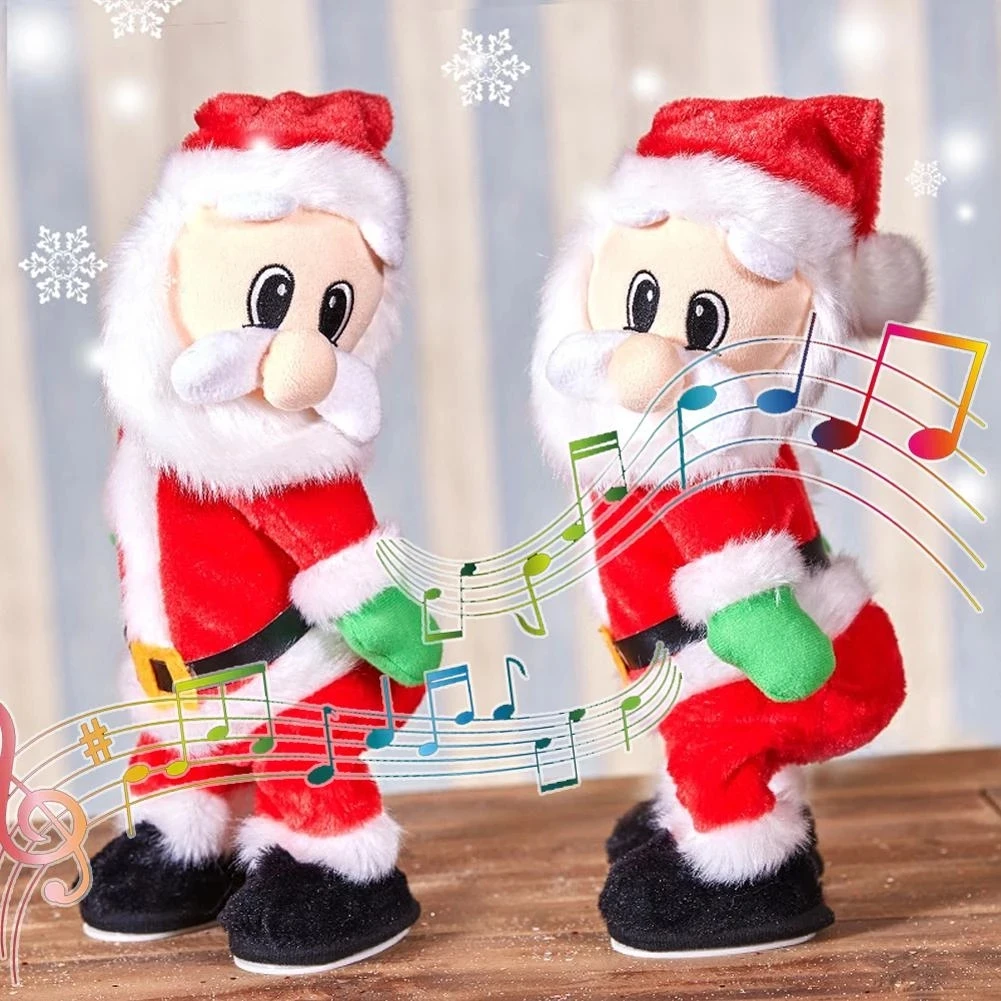 

Christmas Santa Claus Toy Twisted Wiggle Hip Twerking Shaking Hips Singing Dancing Musical Gift for Kids English Spanish Song