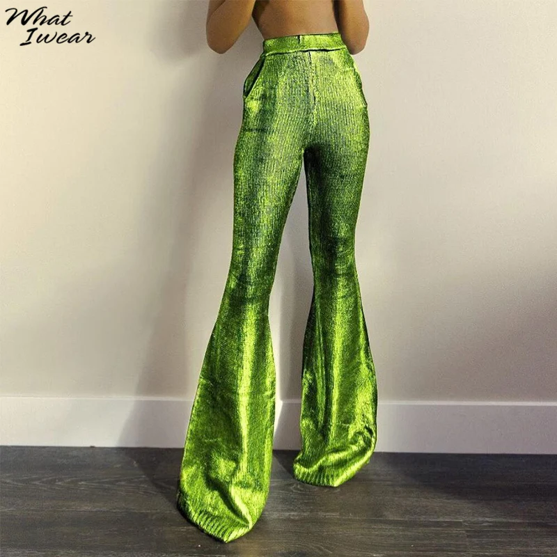 

Whatiwear Summer Trend High Waist Flare Pants Women 2021 Vintage Thin Skinny Streetwear Casual Stretch Party Wild Trousers