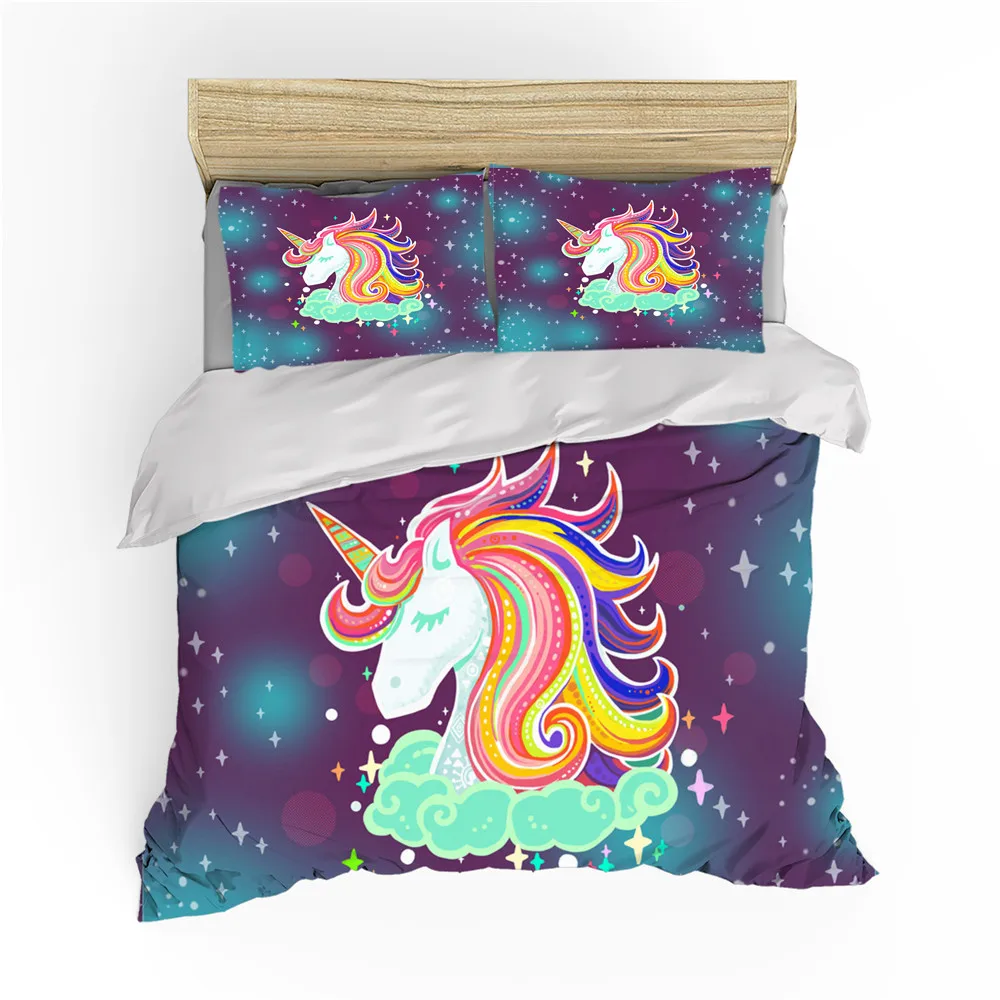 

Fantasy Unicorn Bedding Set 3D Cartoon Down Bedding Set Home Star Bedding Set Children's Bedroom Bedding Set