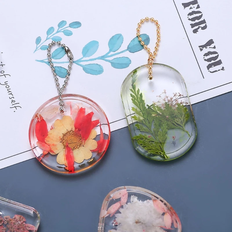 

87HC 6 Pcs Keychain Epoxy Resin Mold Hanging Pendant Silicone Mould DIY Crafts Jewelry Necklace Casting Mold