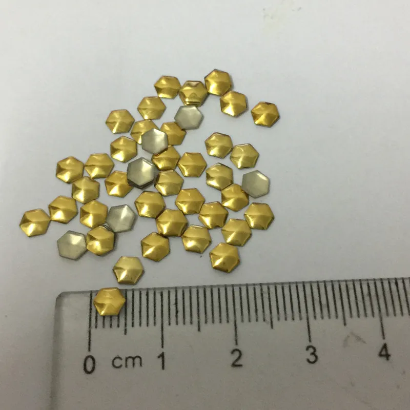 Шестиугольные золотые металлические 3D украшения для ногтей своими руками 500