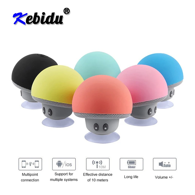 Беспроводной мини Bluetooth Динамик kebidu в форме гриба присоска аудиоприемник