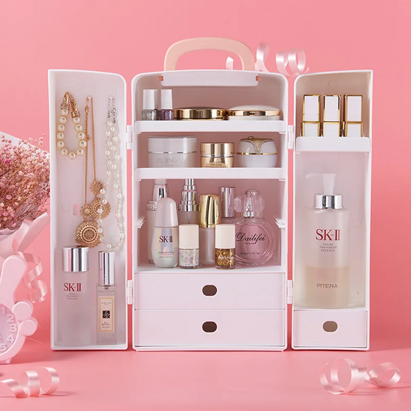 

Fashion Makeup Storage Box Capacity Waterproof And Dustproof Bathroom Care Cosmetic Storage Box Jewelry Cosmetic Organizer Rack