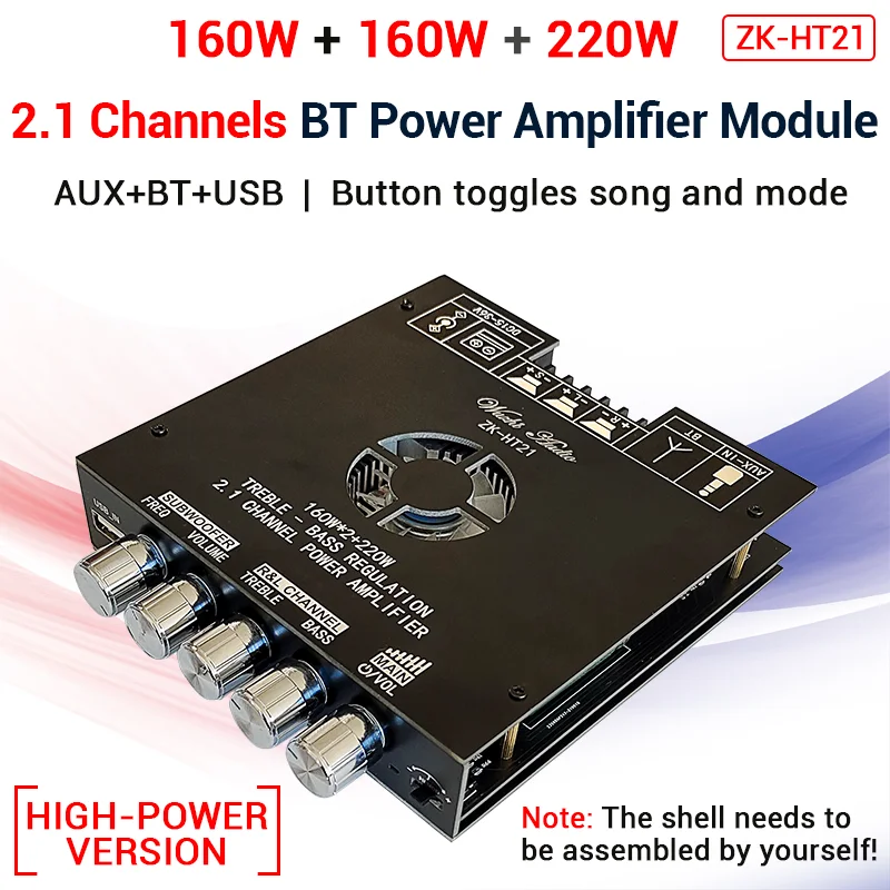ZK-HT21 TDA7498E Bluetooth 5 0 панель усилителя сабвуфера 160WX2 + 220 Вт 2 1 каналов мощность аудио