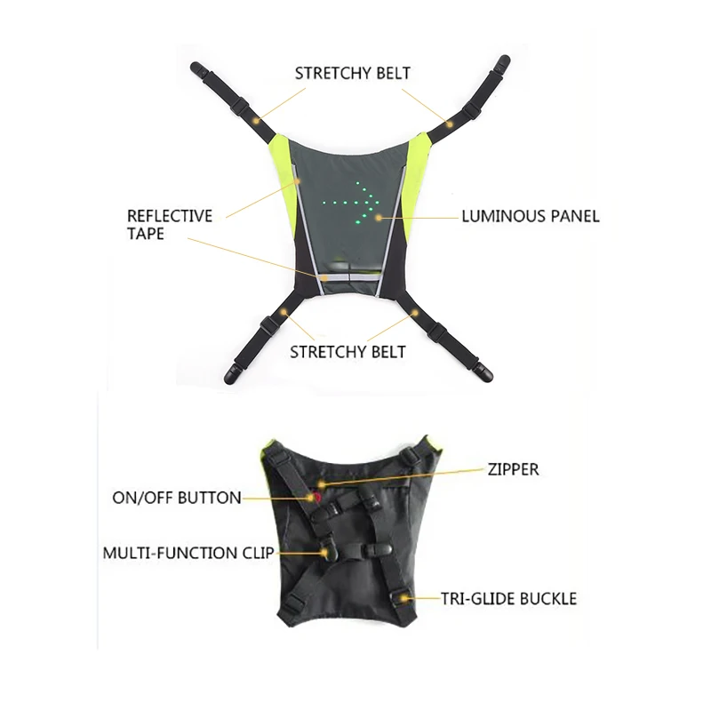 Жилет велосипедный с 5 светодиосветодиодный светильник ПА безопасности для