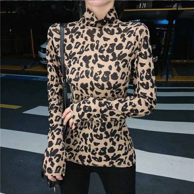 RealShe женская футболка с леопардовым принтом 2020 круглый вырез длинный рукав