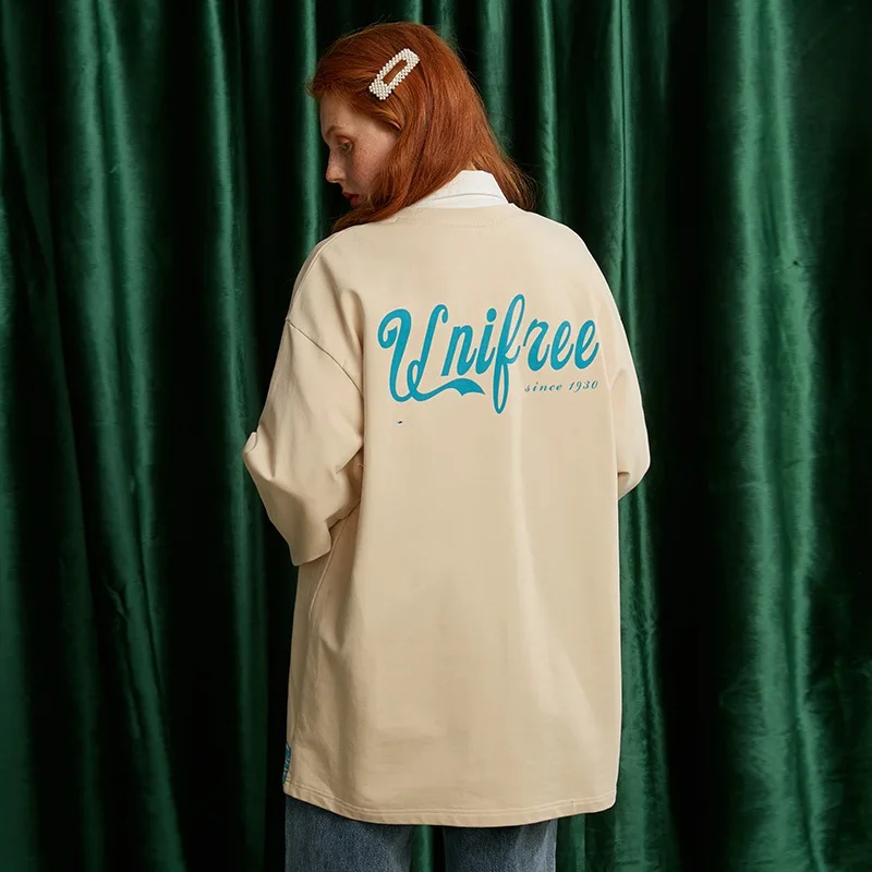 Оригинальная футболка UNIFREE свободная женская с длинным рукавом U194G903PP