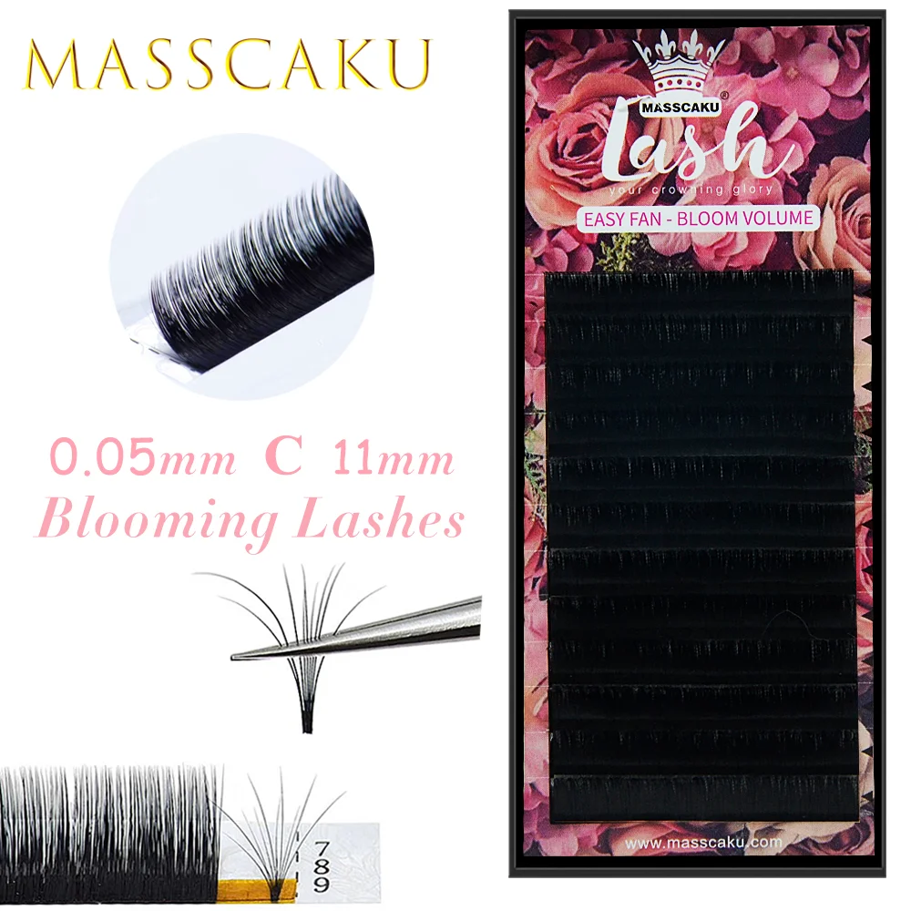 

MASSCAKU 1case new arrived autofans eyelash easy fanning lashes mega volume fan Russian volume two-tone lashes make up cilia