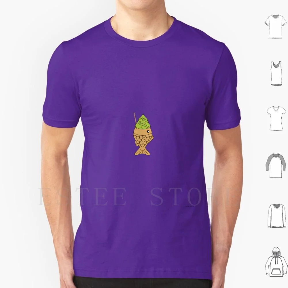 Taiyaki T Shirt Men Cotton 6xl Green Tea Taiyaki Green Tea Matcha Ice Cream Taiyaki Dessert Sweets Japanese Food Cute