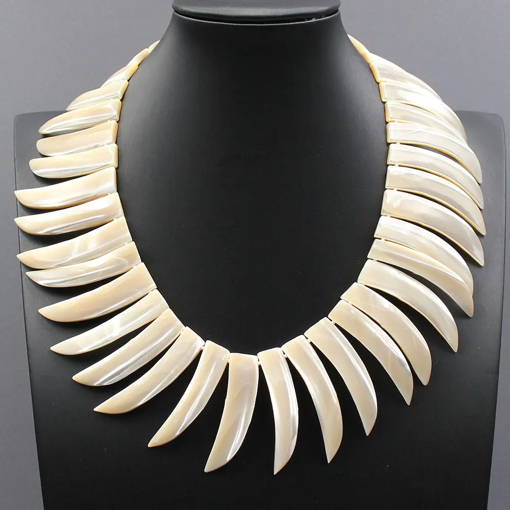 

GuaiGuai Jewelry Natural Mop Fleshcolor Shell Real Mother of pearl Top-drilled Beads Necklace Handmade For Women