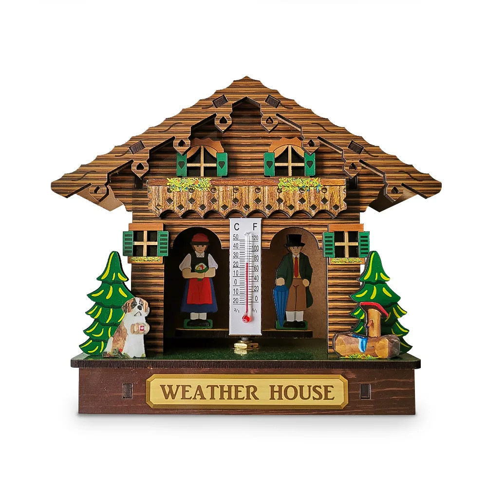 

Creative Wooden House Barometer Thermometer Wall Mounted Weather Hygrometer Home Decor