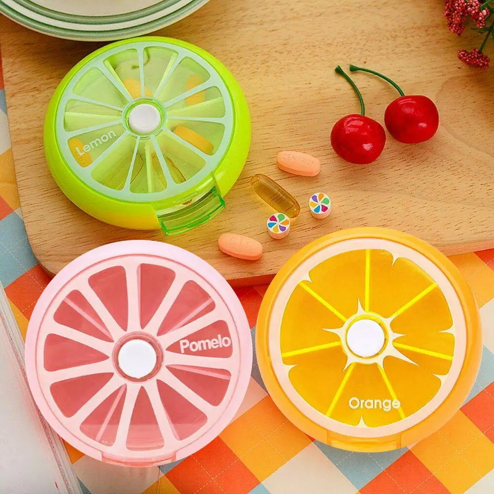 Мини пластиковая коробка для таблеток фруктовый вращающийся Еженедельный чехол