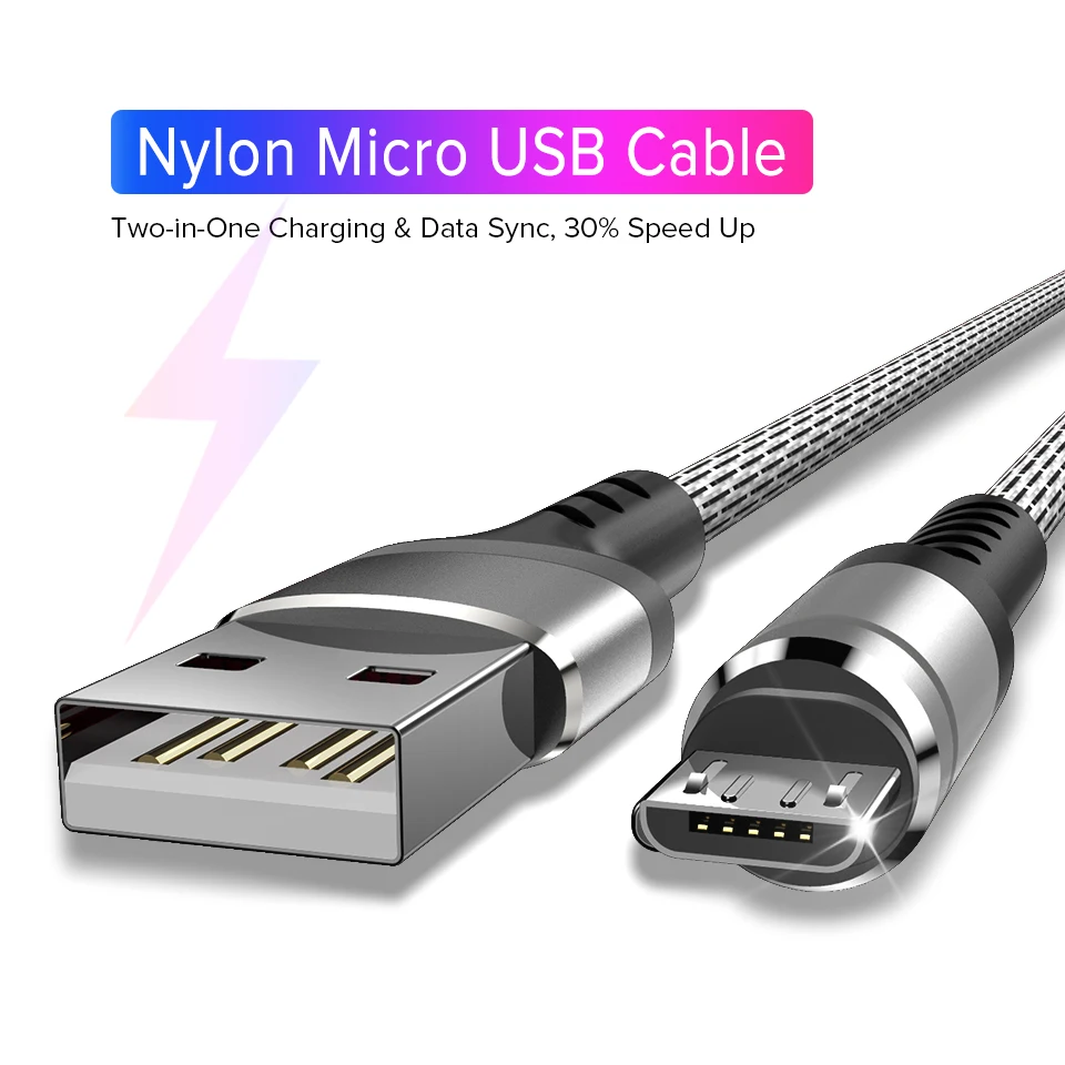 Кабель Micro USB Venroii 1 м для синхронизации данных и зарядки телефона шнур Samsung S7 J5 Huawei