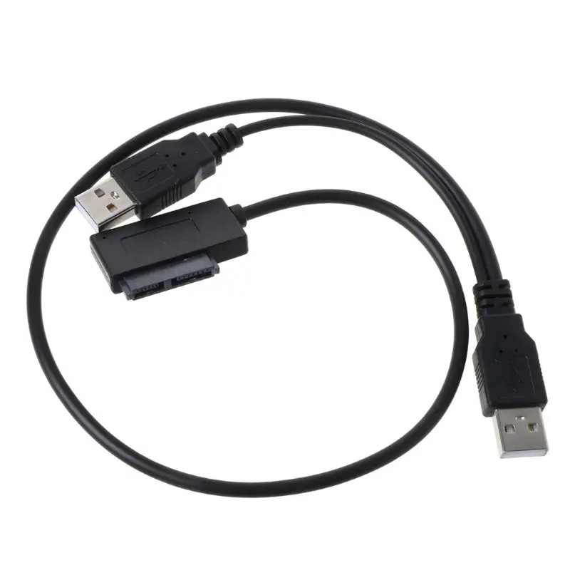 Двойной USB 2 0 до 7 + 6 Pin тонкий SATA кабель адаптер для ноутбука ODD | Компьютеры и офис